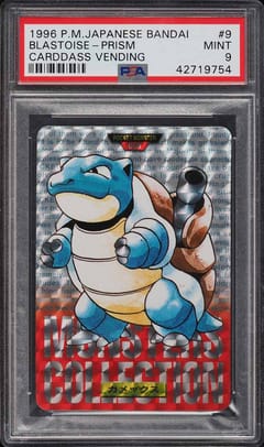 1996 Pokemon Japanese Bandai Carddass Vending Blastoise-Prism #9 PSA 9