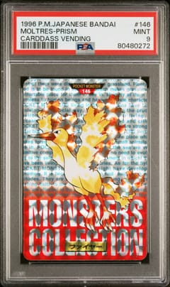 1996 Pokemon Japanese Bandai Carddass Vending Moltres-Prism #146 PSA 9