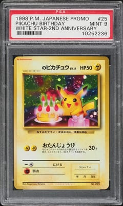 1998 Pokemon Japanese Promo Pikachu Birthday White Star-2nd Anniv. #25 PSA 9