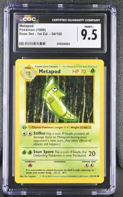 1999 Base Set - 1st Ed. Metapod #54/102 CGC 9.5