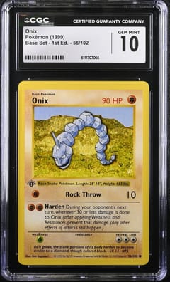 1999 Base Set - 1st Ed. Onix #56/102 CGC GM10
