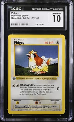 1999 Base Set - 1st Ed. Pidgey #57/102 CGC GM10