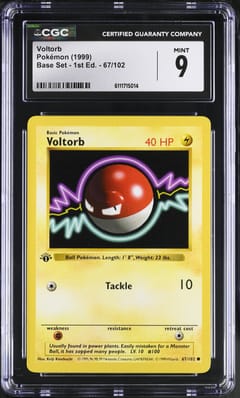 1999 Base Set - 1st Ed. Voltorb #67/102 CGC 9