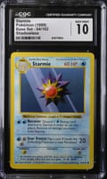 1999 Base Set Starmie Shadowless #64/102 CGC GM10