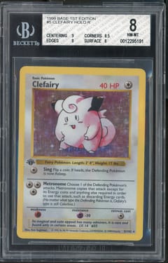1999 Pokemon Base 1st Edition Clefairy HOLO R/Thin Stamp #5 BGS 8