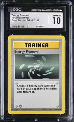 1999 Pokemon Base Set - 1st Ed. Energy Removal #92/102 CGC 10