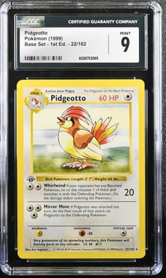 1999 Pokemon Base Set - 1st Ed. Pidgeotto #22/102 CGC 9