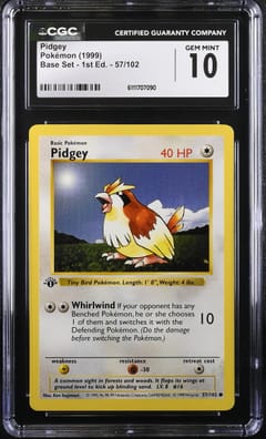 1999 Pokemon Base Set - 1st Ed. Pidgey #57/102 CGC 10