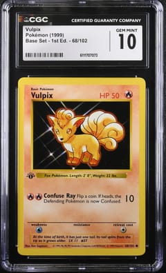 1999 Pokemon Base Set - 1st Ed. Vulpix #68/102 CGC 10