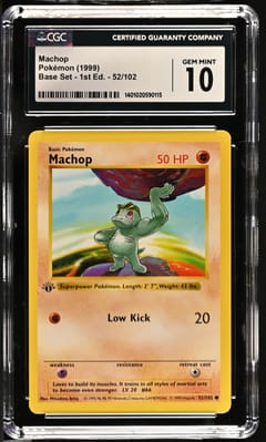 1999 Pokemon Base Set - 1st Edition Machop #52/102 CGC 10