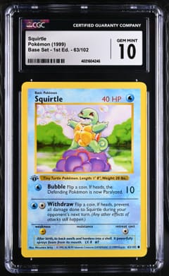 1999 Pokemon Base Set - 1st Edition Squirtle #63/102 CGC 10