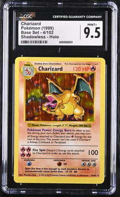 1999 Pokemon Base Set Charizard Shadowless Holo #4/102 CGC 9.5