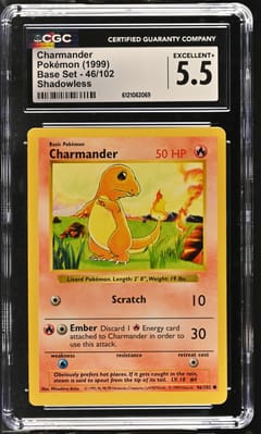 1999 Pokemon Base Set Charmander Shadowless #46/102 CGC 5.5