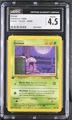 1999 Pokemon Fossil - 1st Ed. Grimer #48/62 CGC 4.5