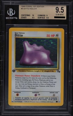 1999 Pokemon Fossil 1st Edition #3 Ditto HOLO R