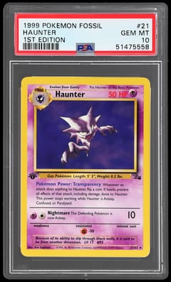 1999 Pokemon Fossil #21 Haunter 1st Edition