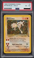 1999 Pokemon Fossil Hitmonlee Holo #7 PSA 6