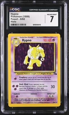 1999 Pokemon Fossil Hypno Holo #8/62 CGC 7