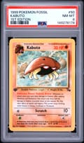 1999 Pokemon Fossil Kabuto 1st Edition #50 PSA 8