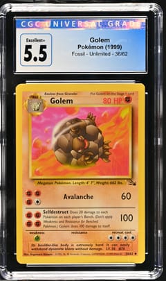 1999 Pokemon Fossil - Unlimited Golem #36/62 CGC 5.5