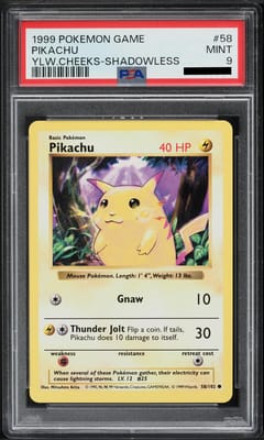 1999 Pokemon Game #58 Pikachu Yellow Cheeks-Shadowless