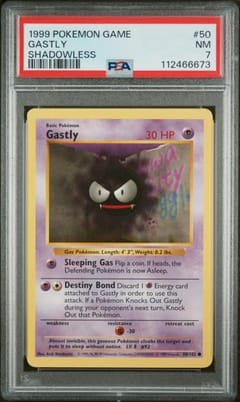 1999 Pokemon Game Gastly Shadowless #50 PSA 7