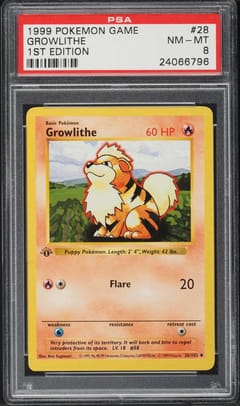1999 Pokemon Game Growlithe 1st Edition #28 PSA 8