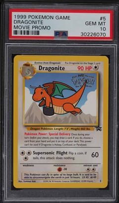 1999 Pokemon Game Movie Dragonite Movie Promo #5 PSA 10