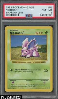 1999 Pokemon Game Nidoran Shadowless #55 PSA 8