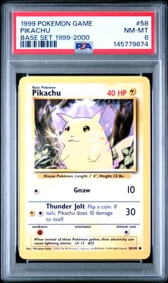 1999 Pokemon Game Pikachu Base Set 1999-2000 #58 PSA 8