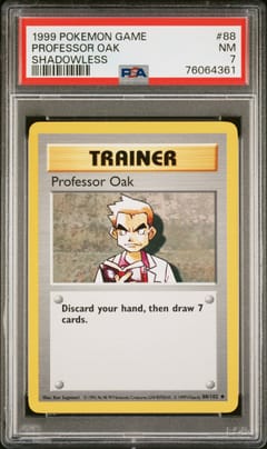 1999 Pokemon Game Professor Oak Shadowless #88 PSA 7