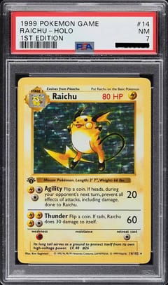 1999 Pokemon Game Raichu 1st Edition Holo #14 PSA 7