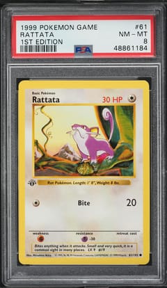 1999 Pokemon Game Rattata 1st Edition #61 PSA 8