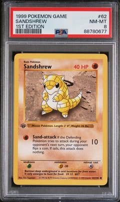 1999 Pokemon Game Sandshrew 1st Edition #62 PSA 8