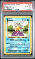 1999 Pokemon Game Squirtle Shadowless #63 PSA 10