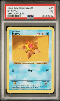 1999 Pokemon Game Staryu Shadowless #65 PSA 7