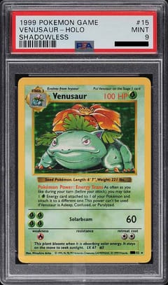 1999 Pokemon Game Venusaur Shadowless Holo #15 PSA 9