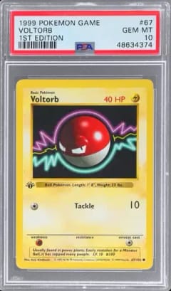 1999 Pokemon Game Voltorb 1st Edition #67 PSA 10