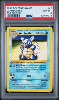 1999 Pokemon Game Wartortle 1st Edition #42 PSA 8