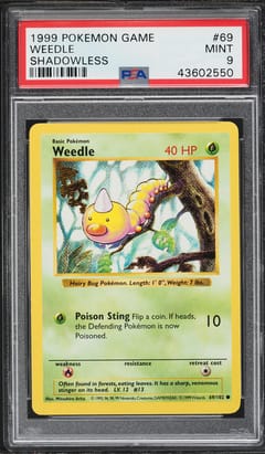 1999 Pokemon Game Weedle Shadowless #69 PSA 9