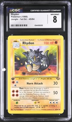 1999 Pokemon Jungle - 1st Ed. Rhydon #45/64 CGC 8