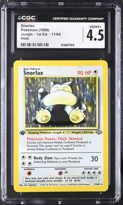 1999 Pokemon Jungle - 1st Edition Snorlax Holo #11/64 CGC 4.5