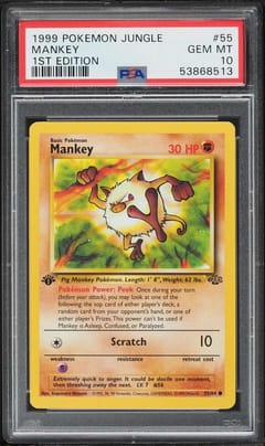 1999 Pokemon Jungle Mankey 1st Edition #55 PSA 10