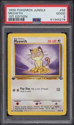 1999 Pokemon Jungle Meowth 1st Edition #56 PSA 2