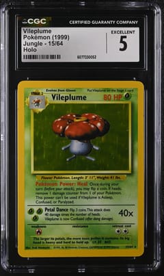 1999 Pokemon Jungle - Unlimited Vileplume Holo #15/64 CGC 5