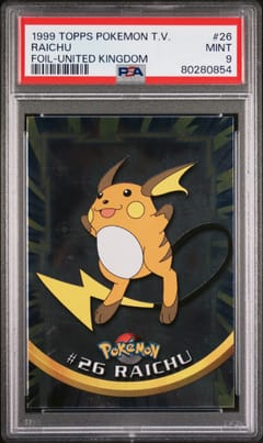 1999 Topps Pokemon Tv Raichu Foil-United Kingdom #26 PSA 9