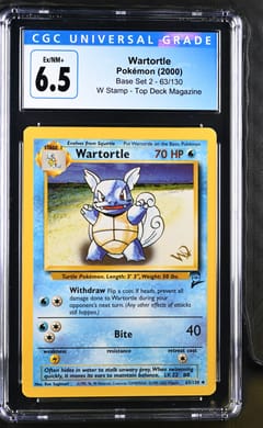 2000 Pokemon Base Set 2 Wartortle W Stamp Top Deck Magazine #63/130 CGC 6.5