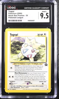 2000 Pokemon Black Star Promos - WotC Togepi Pokémon League #30 CGC 9.5