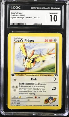 2000 Pokemon Gym Challenge - 1st Ed. Koga's Pidgey #80/132 CGC 10