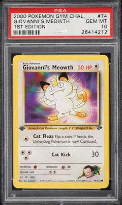 2000 Pokemon Gym Challenge Giovanni's Meowth 1st Edition #74 PSA 10